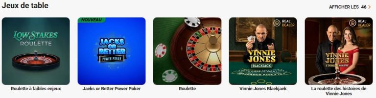 LeoVegas Casino jeux table