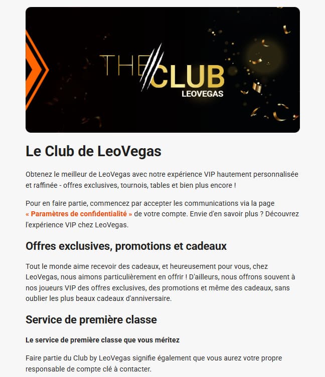 LeoVegas Casino programme VIP