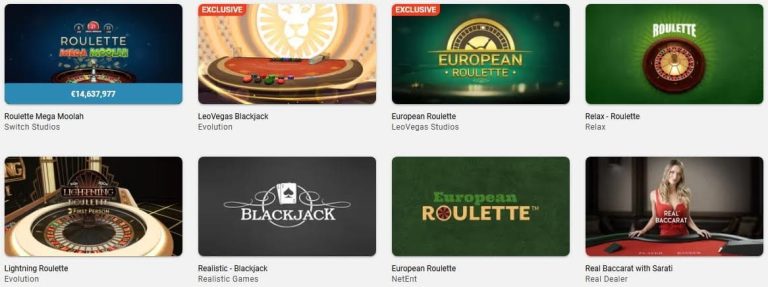 LeoVegas Casino jeux table