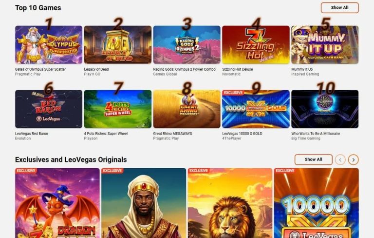 LeoVegas Casino ludothèque